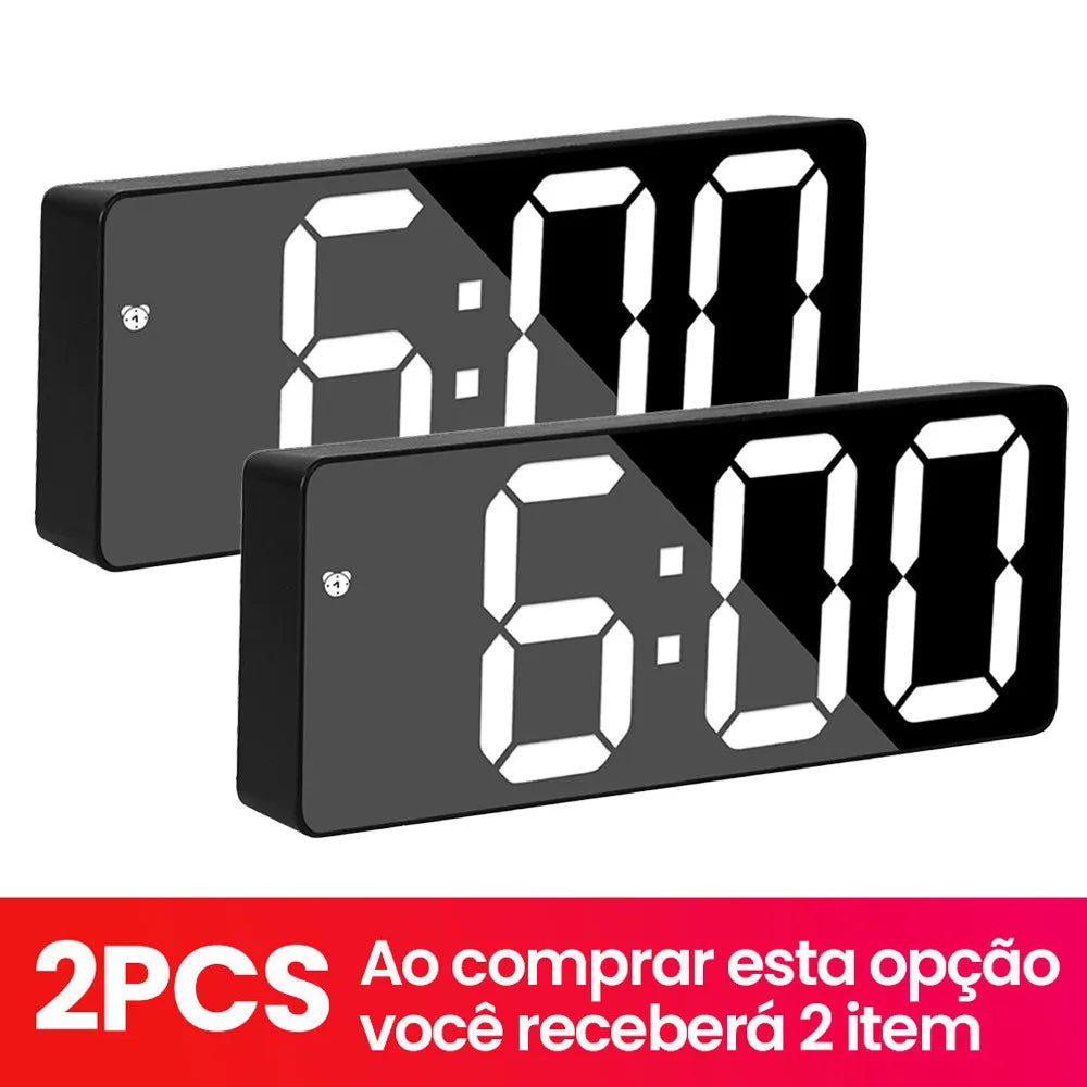 Despertador Digital LED com Termômetro e Luz Noturna para Quarto, Escritório e Viagem