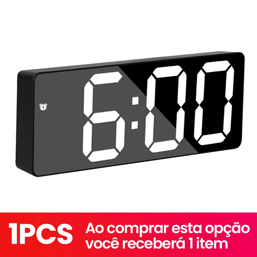 Despertador Digital LED com Termômetro e Luz Noturna para Quarto, Escritório e Viagem