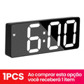 Despertador Digital LED com Termômetro e Luz Noturna para Quarto, Escritório e Viagem