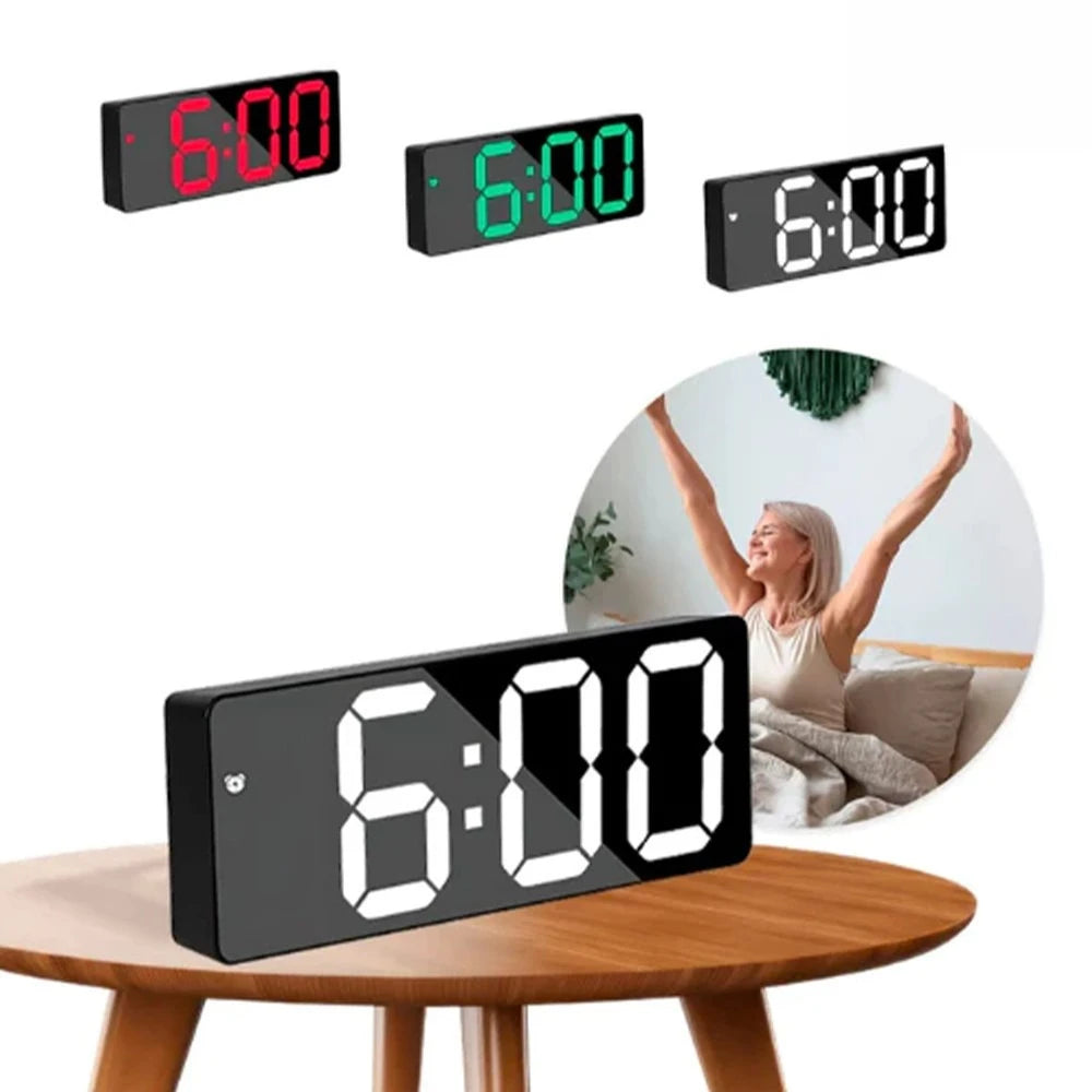 Despertador Digital LED com Termômetro e Luz Noturna para Quarto, Escritório e Viagem