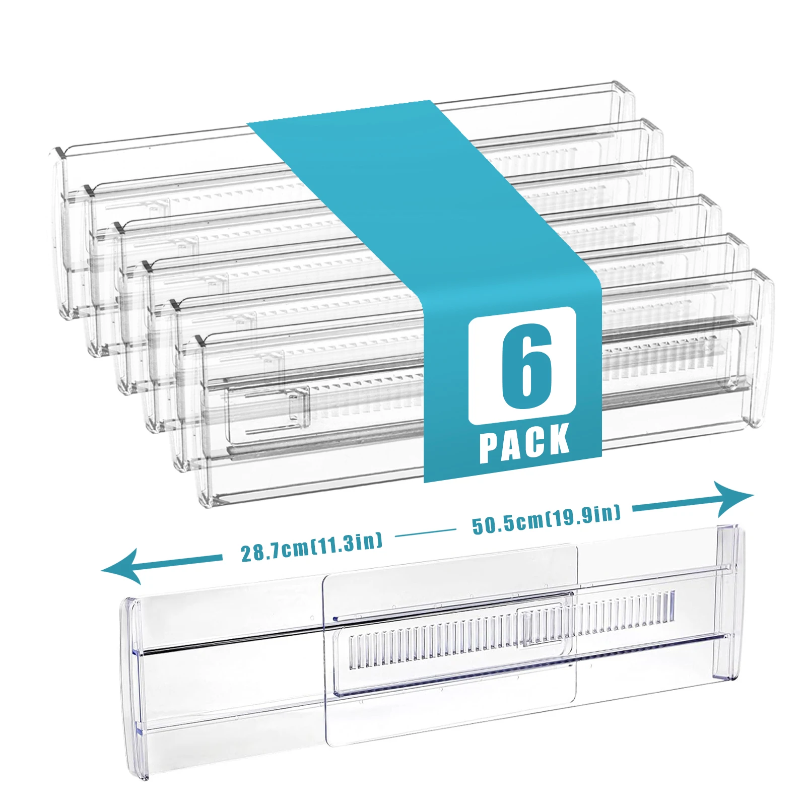 6/8/10/12-Pack Adjustable Drawer Organizers, Clear Expandable Dresser Organizers for Storing Clothes Kitchen Utensils - Image 9