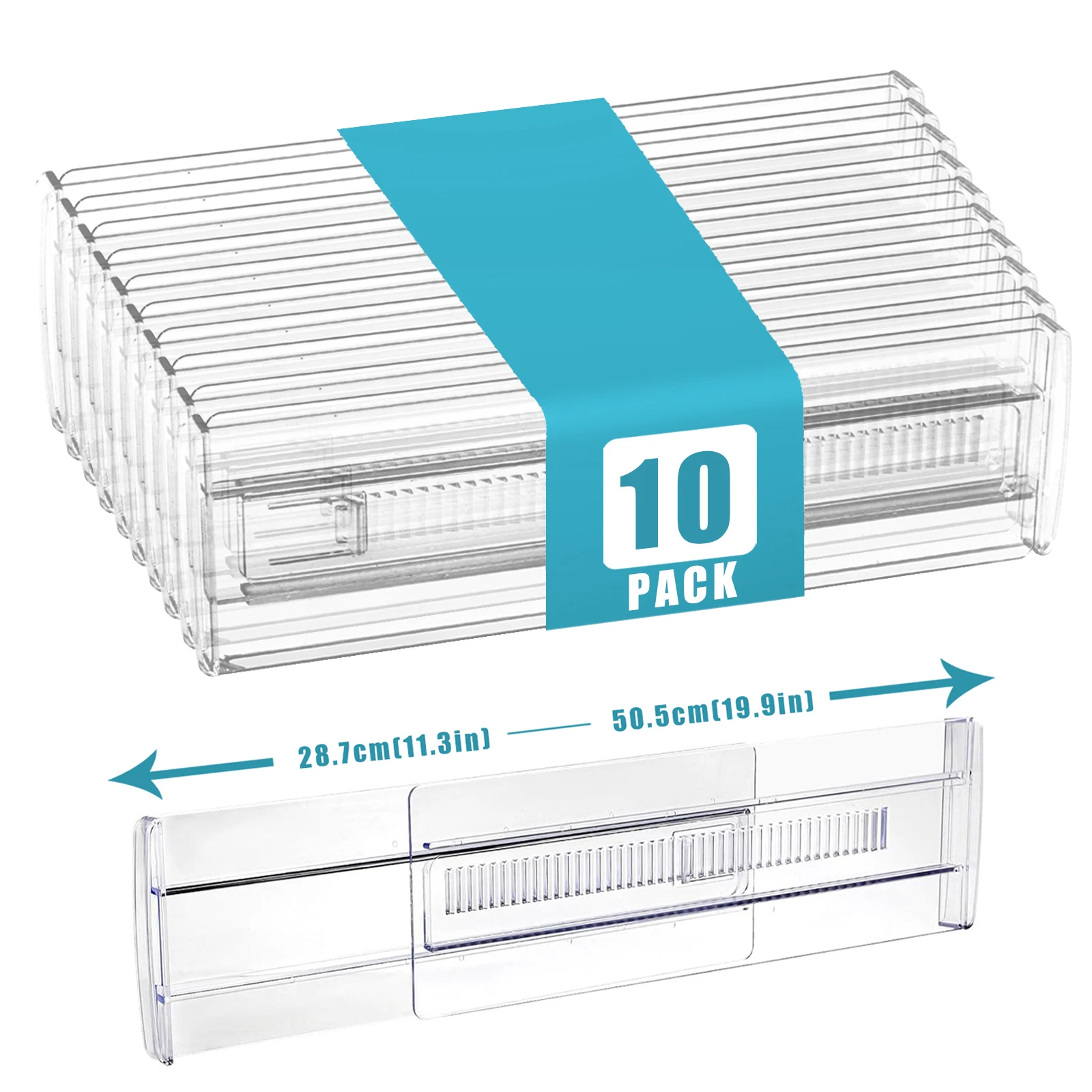 6/8/10/12-Pack Adjustable Drawer Organizers, Clear Expandable Dresser Organizers for Storing Clothes Kitchen Utensils - Image 7