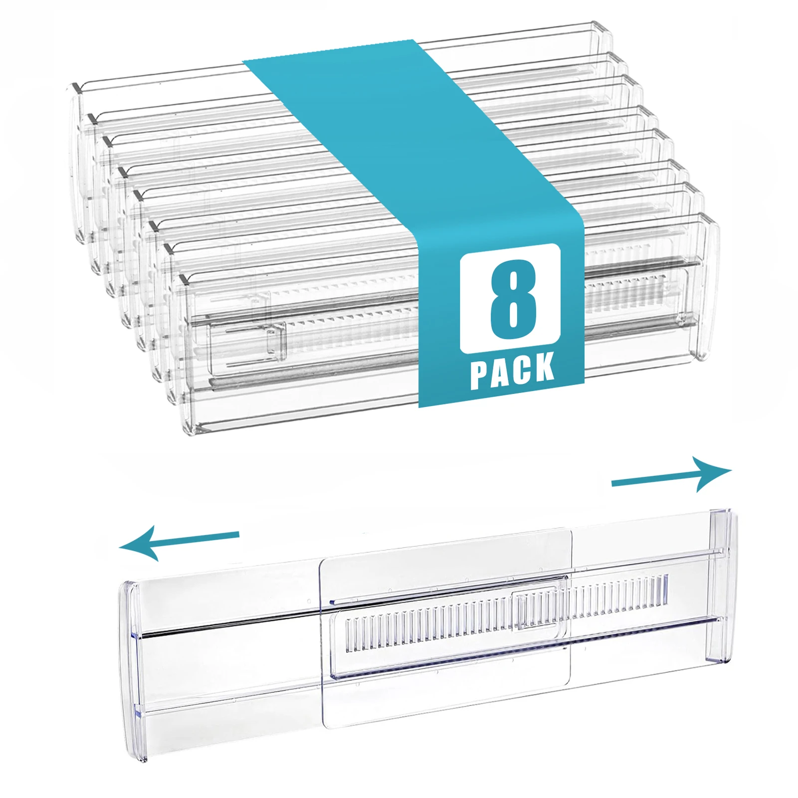 6/8/10/12-Pack Adjustable Drawer Organizers, Clear Expandable Dresser Organizers for Storing Clothes Kitchen Utensils - Image 8