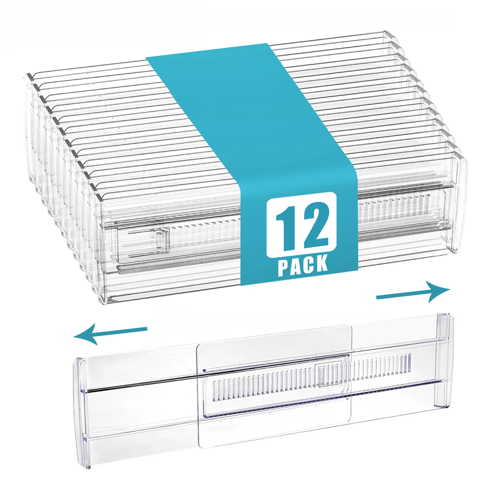 6/8/10/12-Pack Adjustable Drawer Organizers, Clear Expandable Dresser Organizers for Storing Clothes Kitchen Utensils - Image 10
